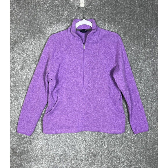 Lands End Pullover 1/2 Zip Sweatshirt Womens Large 14-16 Purple Knit Long Sleeve - Picture 1 of 10
